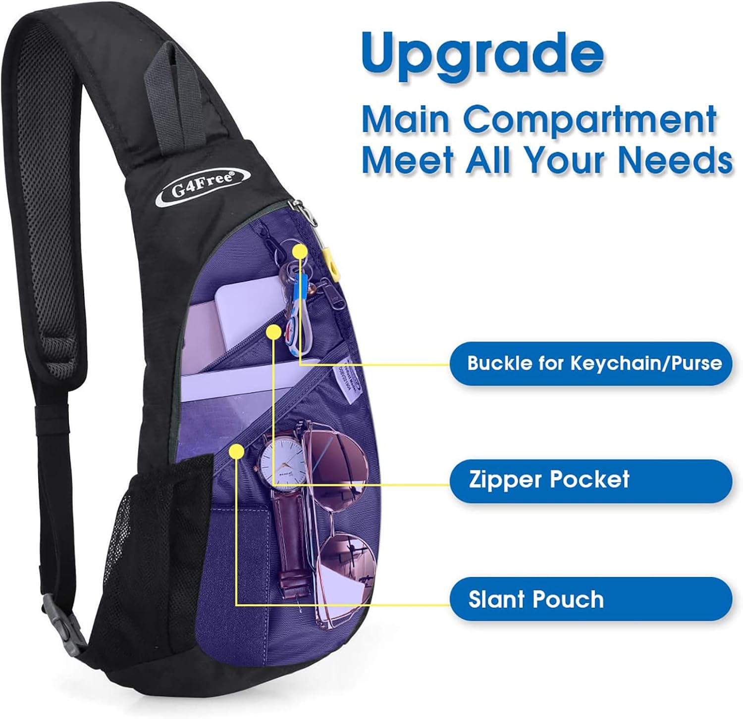 G4Free Sling Bag for Men Women, Small Crossbody Backpack Lightweight Chest Shoulder Bags for Travel, Outdoor and Sports (Dark Green) - Image 2