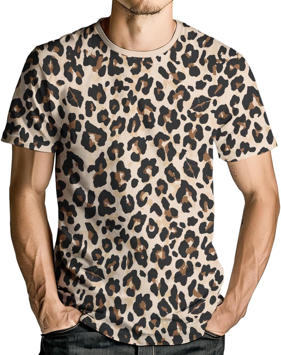 Casual Leopard Print T-Shirt Short Sleeve Hip Hop T-Shirts for Men - Image 2