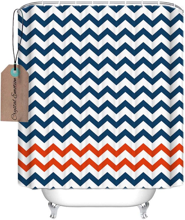 Crystal Emotion Geometric Fabric Shower Curtain, Chevron