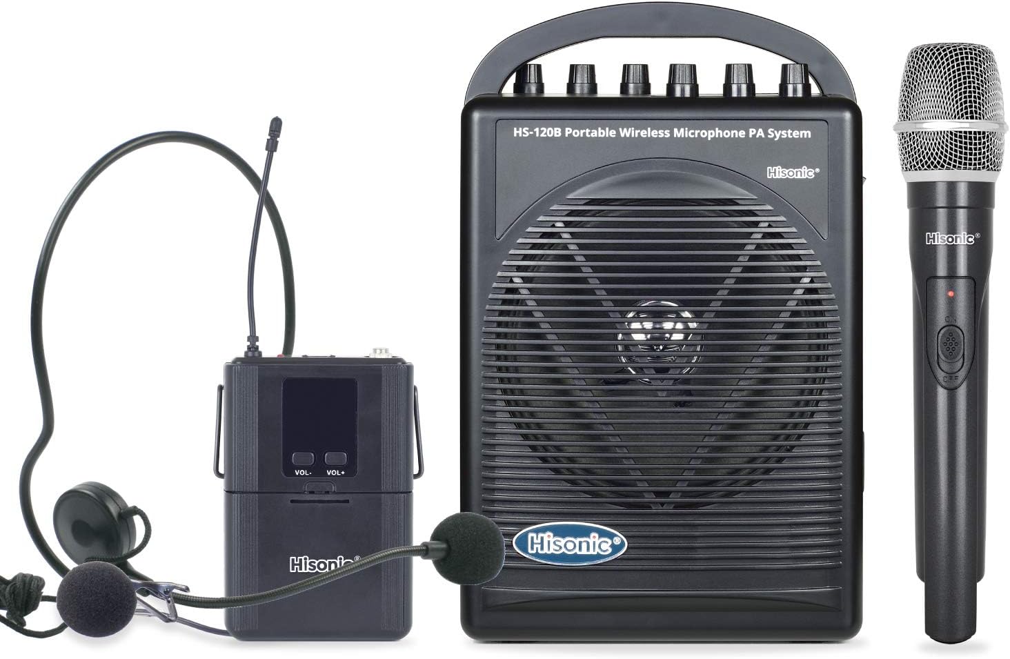 - Hisonic HS120B Rechargeable & Portable PA (Public Address) System with Built-in UHF Wireless Microphone (1