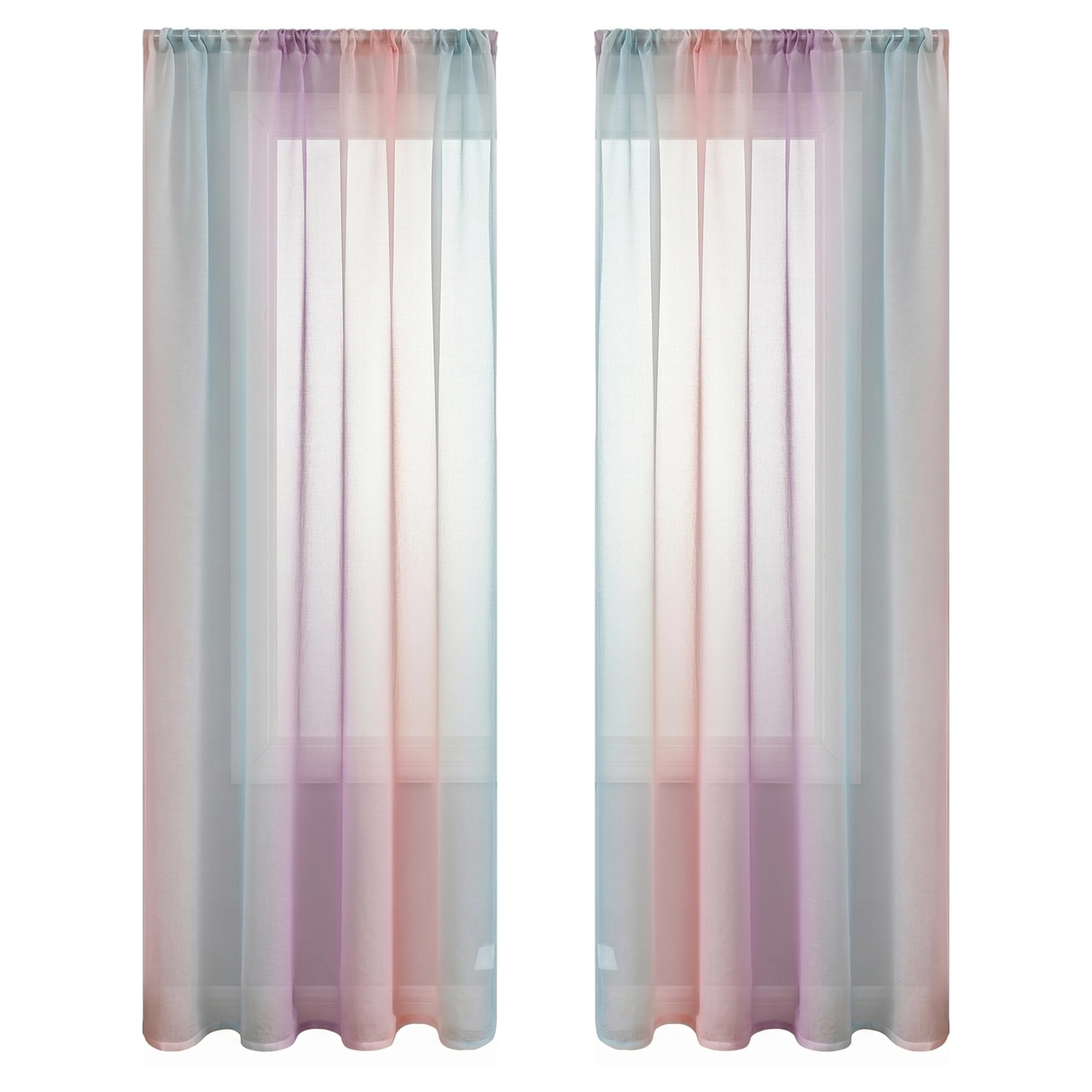Rideaux colorés pour chambre d'enfant dégradé violet vert 100x200cm