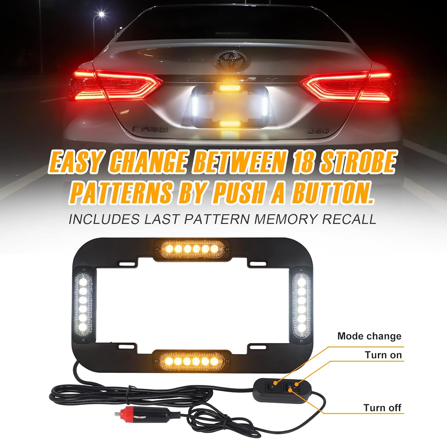 Buy XRIDONSEN License Plate Strobe Lights Amber White Emergency Hazard