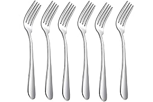 6-Piece Dinner Forks Set 4 Tines Table Fork Flatware Man Fork Stainless...