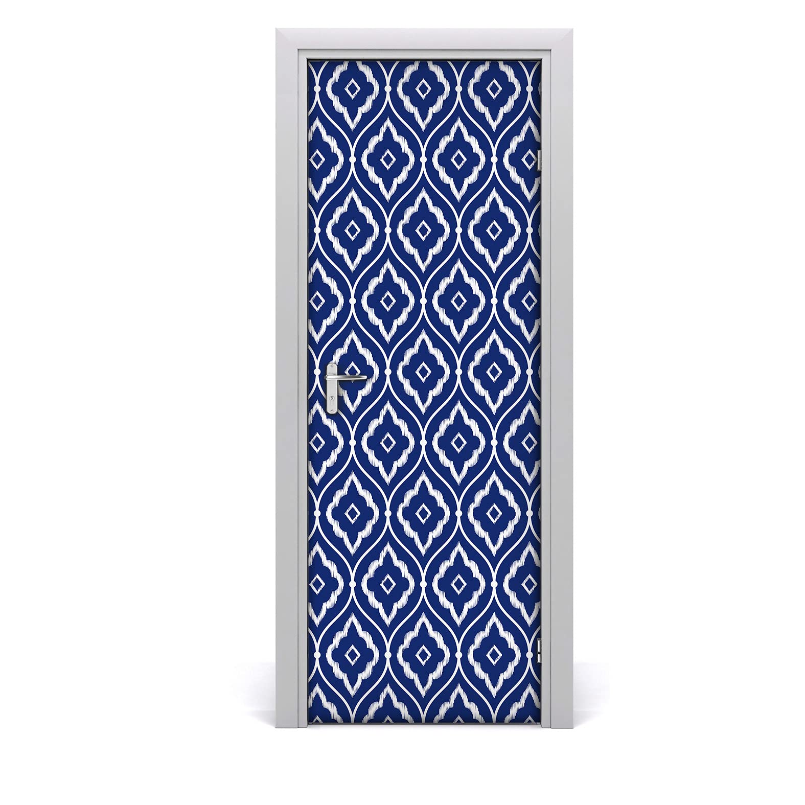 Décoration de porte haut de gamme motif porcelaine indigo persan ikat