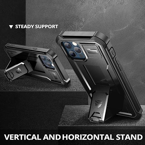 Miniatura 4 de Dexnor Funda para iPhone 12 Pro Max, protector de pantalla y soporte integrados Protección de grado militar resistente a prueba de golpes para