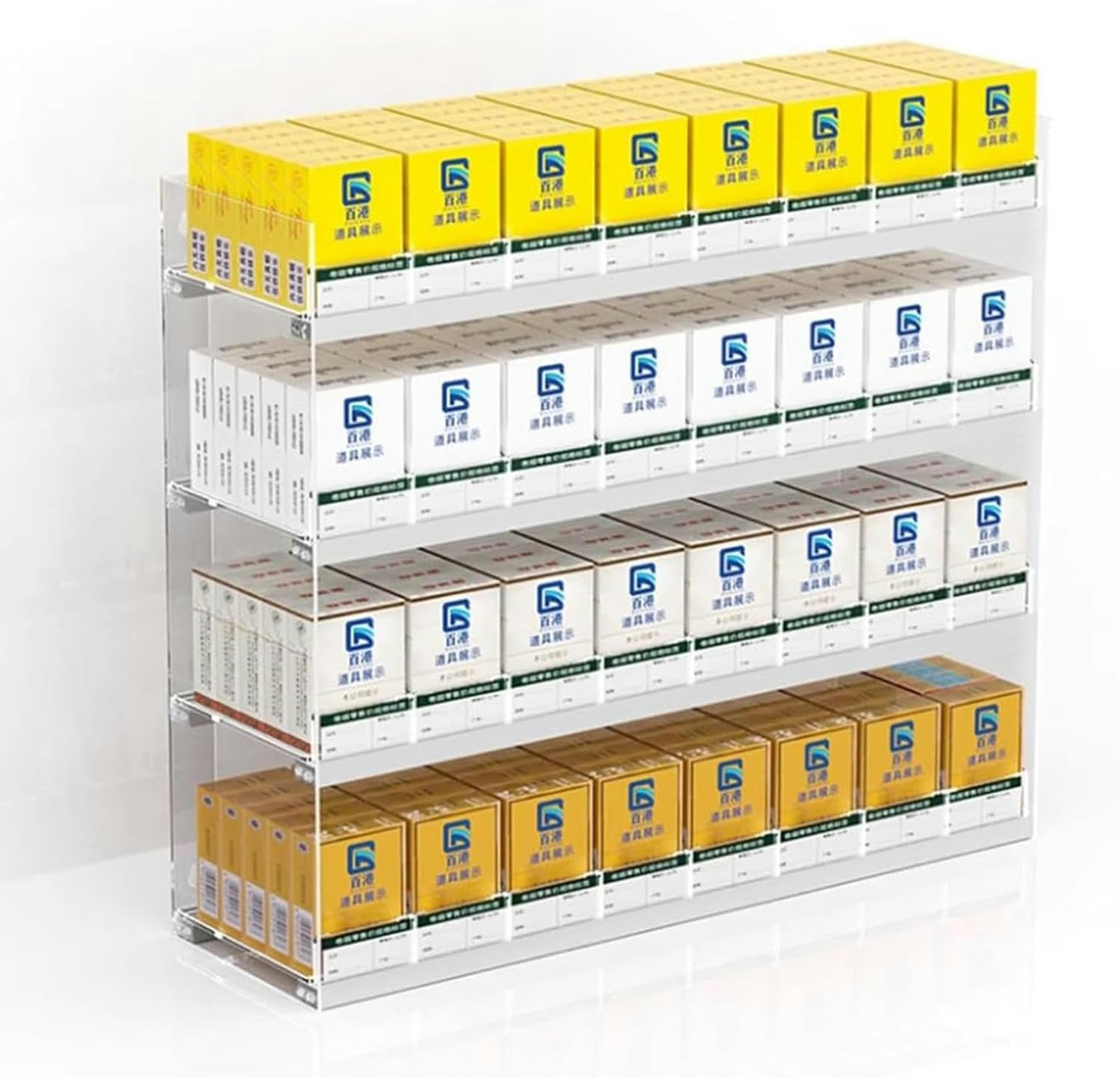 Soporte de exhibición de cigarrillos automático y portátil con guías transparentes