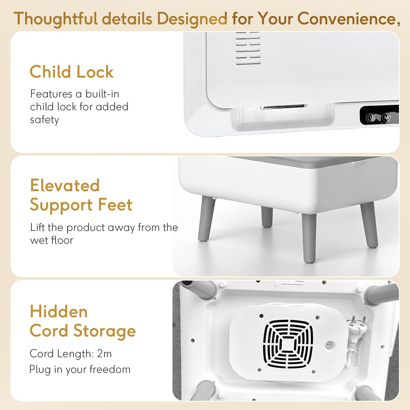 Calentador de Toallas 35L Calienta Toallas Electrico Collapsible Towel Warmer Aquecedor de Toalhas Secador de Toalla Portatil con Temporizador y Pantalla LED para Baño, SPA, Pijama, Apagado Automático