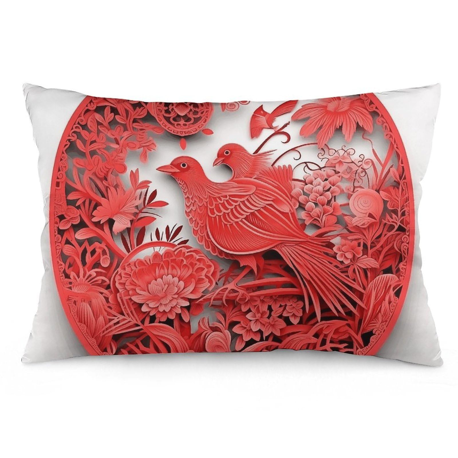 2 Pack Pillow Cases for Hair and Skin, Soft Breathable Pillow Case Covers with Hidden Zipper, Bird and Paper Cutout Pillowcase 16 "x24 Pillow Covers for Sleeping Gift
