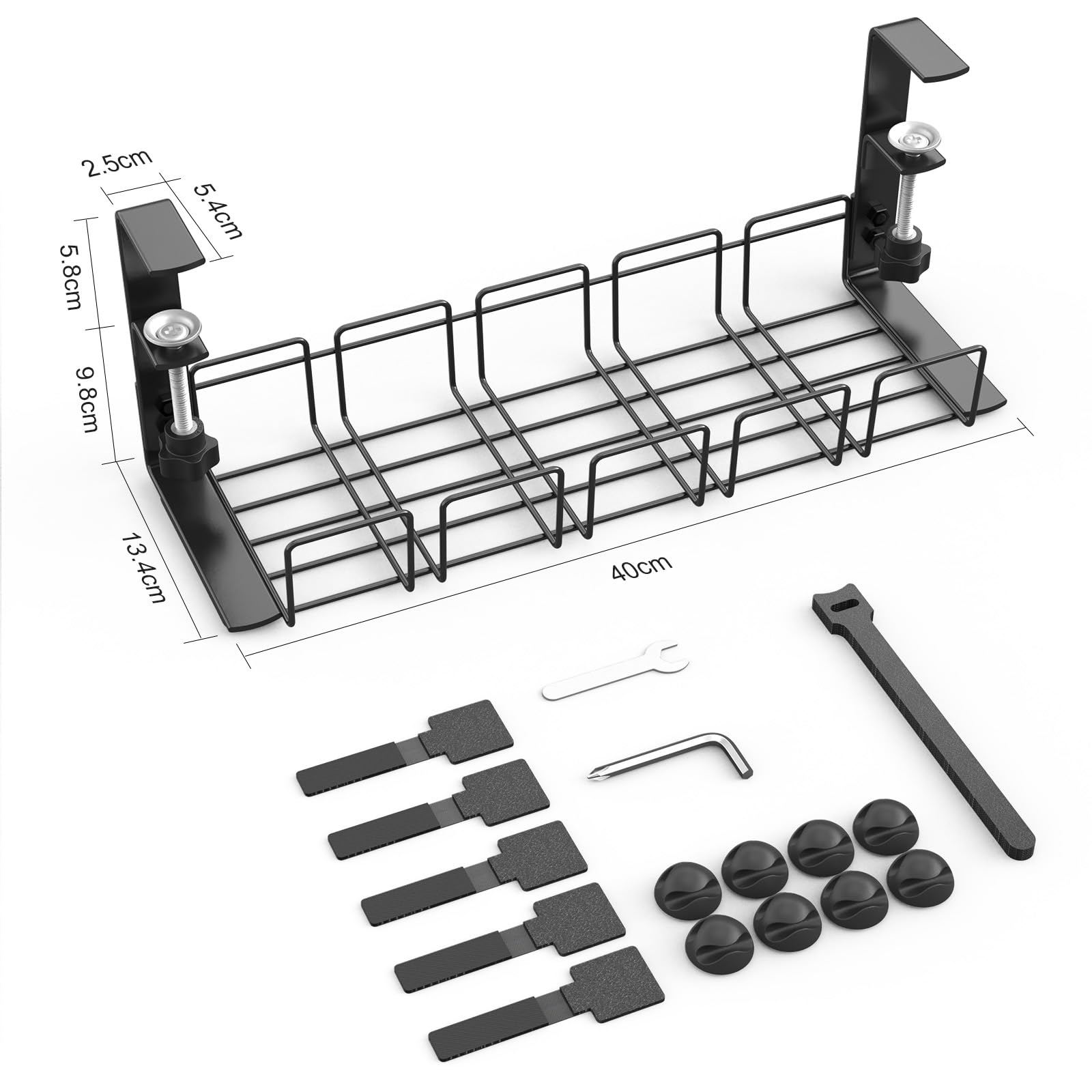 Desk Cable Organizer Tray, Cable Management Tray Under Table, Accessories for Storing and Hiding Cables, Support Strip for Computer, Office — view 8