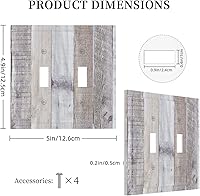 Vista 220 de Placa de pared dúplex de receptáculo de dispositivo de 1 gang de madera envejecida blanca gris con veta de tablón, cubierta de enchufe eléctrico