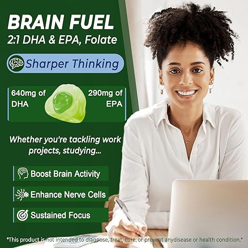 Miniatura 4 de Gomitas Omega 3 de 2200 mg de aceite de algas (DHA 640 mg y EPA 290 mg) para mujeres y hombres, alternativa de aceite de pescado vegano Omega 3, con