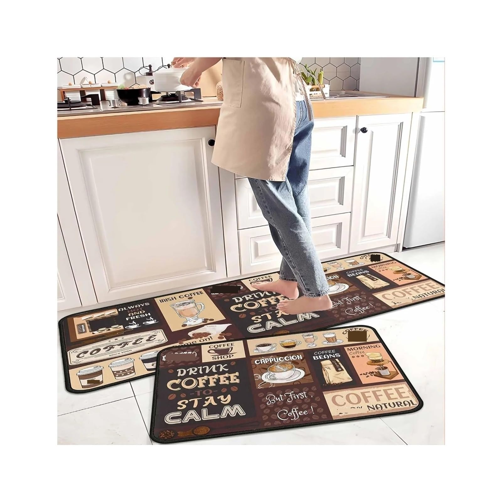 Tapis de cuisine antidérapant résistant aux taches lot de 2 pièces 50x120