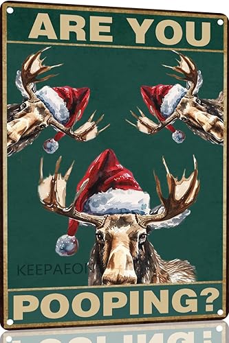 Miniatura 29 de Letrero de metal con diseño de jirafa "Are You Pooping", letrero de aluminio retro para decoración de pared de café del hogar, 12 x 8 pulgadas