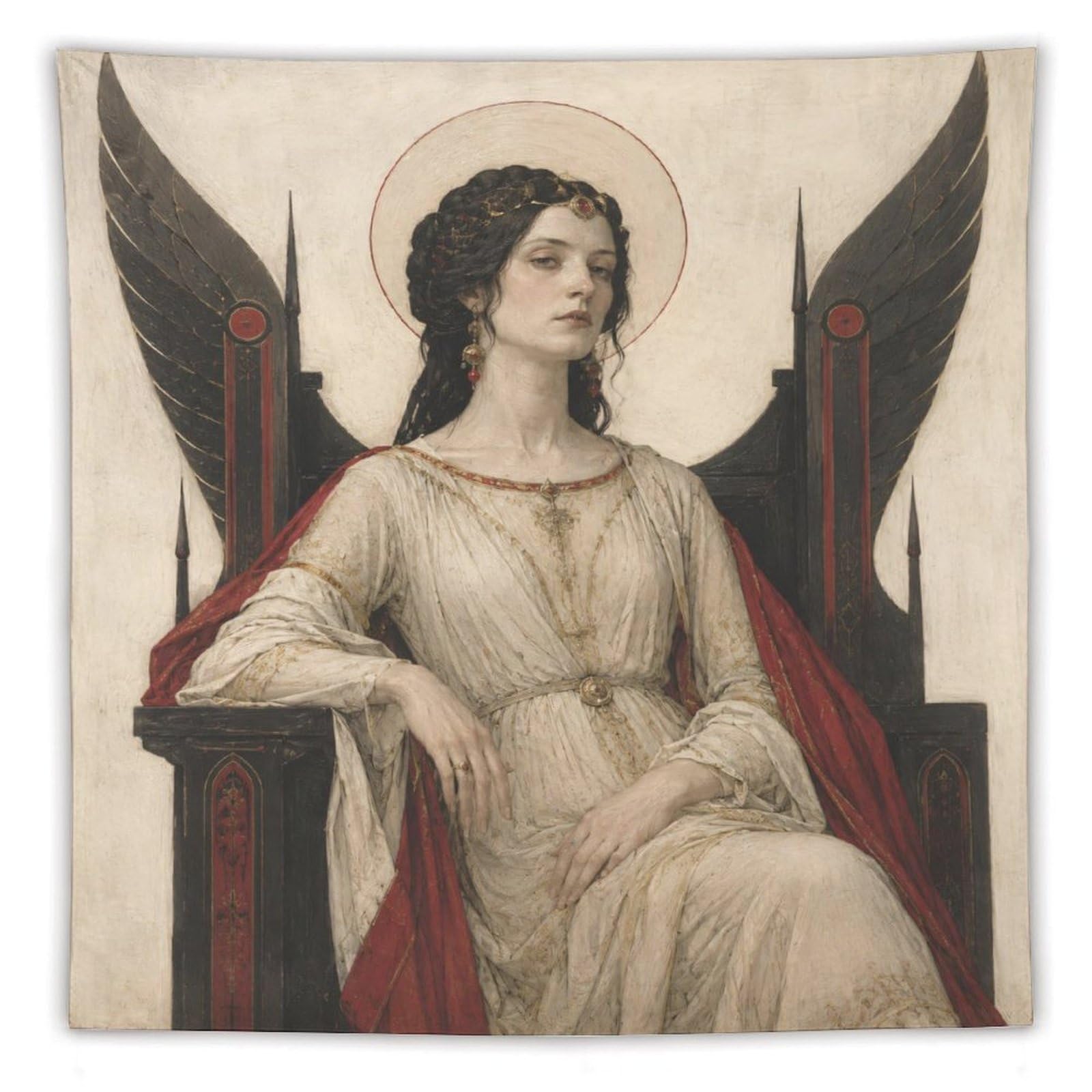 H3B8U2Y5 Gothic Winged Queen Wall Tapestry, Fantasy Illustration, Dorm Room
