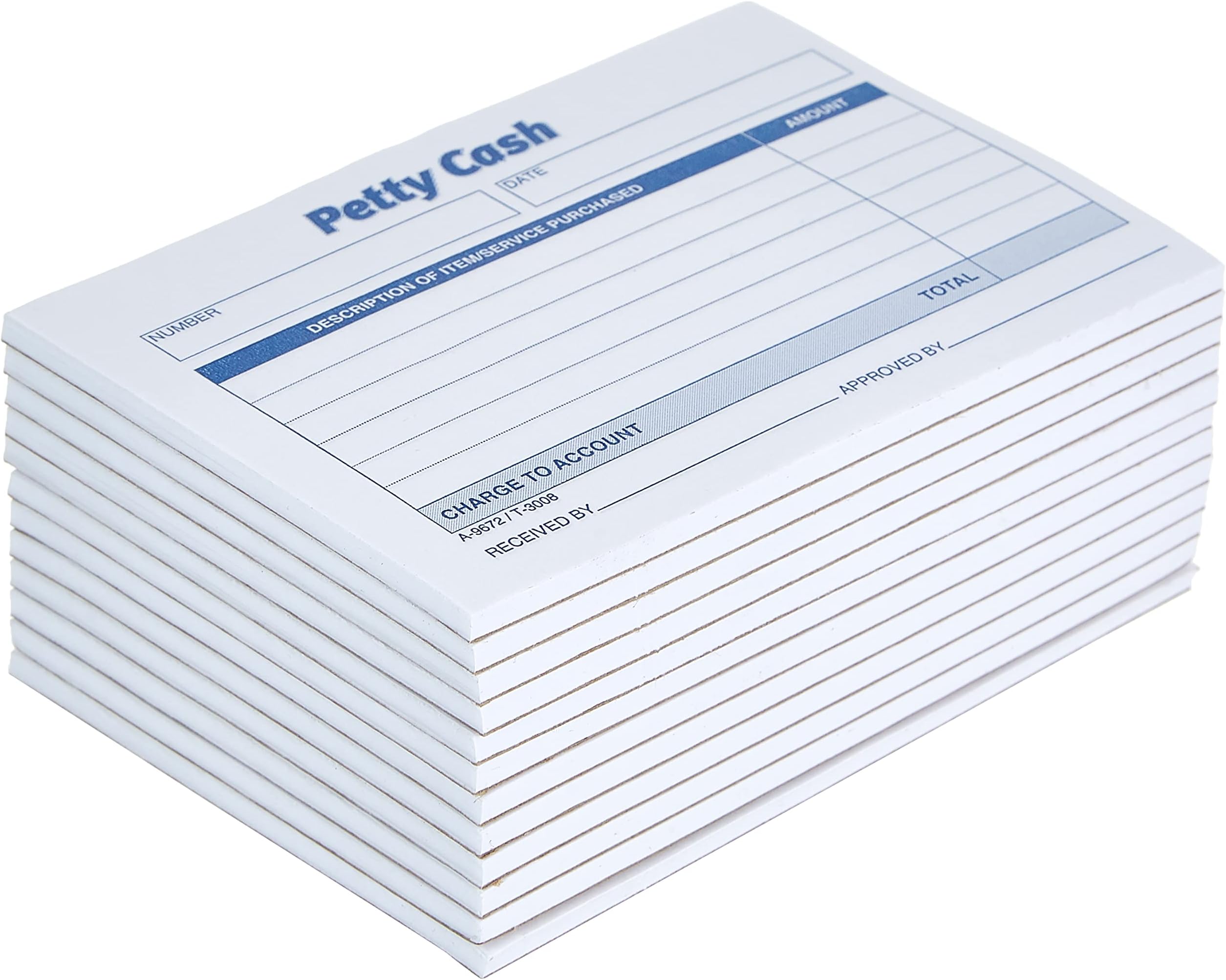 Adams Petty Cash Receipt Pad, 5 x 3.5 Inches, 50 Sheets per Pad, Pack of 12 Pads (9672ABF)