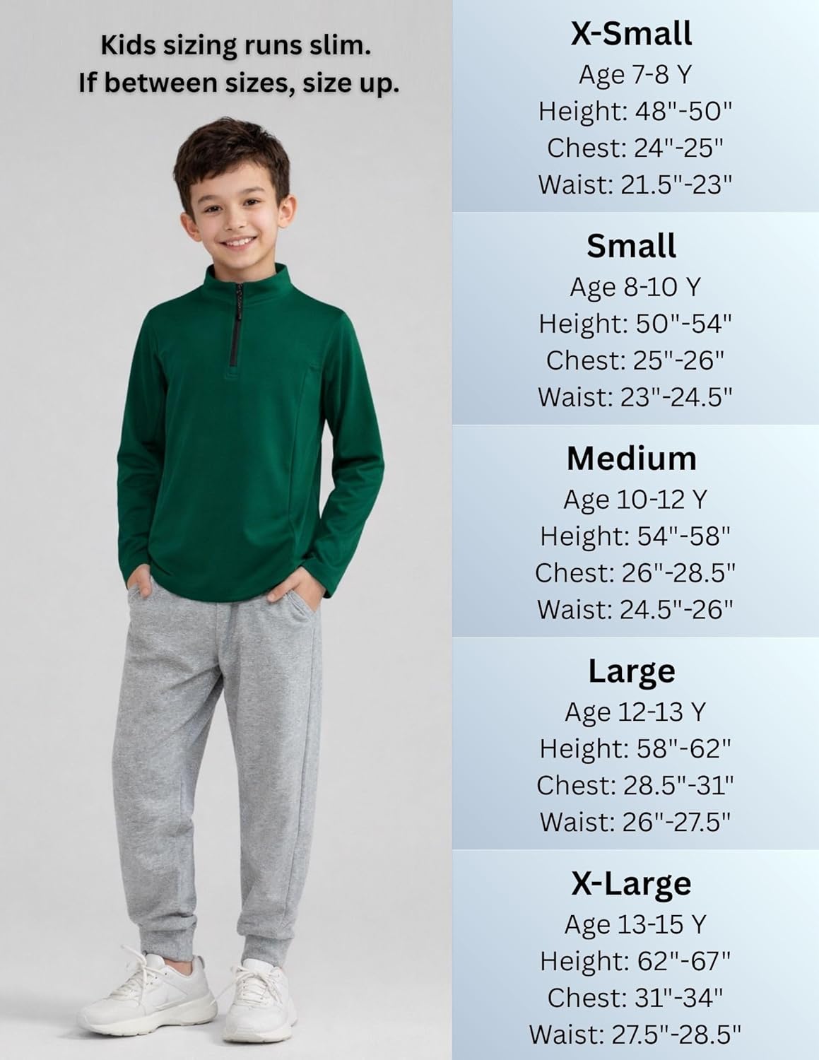 3 Pack Youth Boys Slim Fit Athletic Quarter Zip Pullover Shirts, Lightweight Long Sleeve Jackets Performance Tops