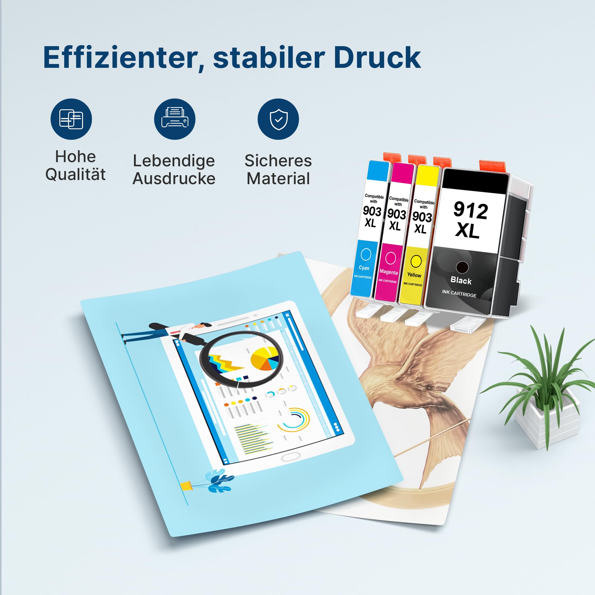 Set Cartucce Compatibili 912XL Per HP OfficeJet Pro 8020/8022/8024 - Nero, Ciano, Giallo, Magenta