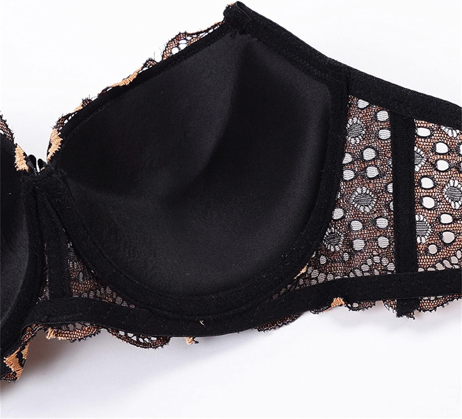 Women's Leopard Lace Lingerie Set Sexy Animal Print Push Up Bra 2 Piece Straps Bra and Thong Panty Sets Outfits : Sports & Outdoors