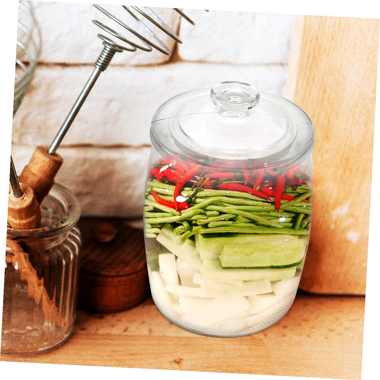 NUOBESTY Barattolo Ermetico in Vetro per Conservare Sottaceti e Alimenti Contenitore Trasparente Riutilizzabile con Chiusura Sicura per Fermentazione Casalinga e Conservazione Alimentare