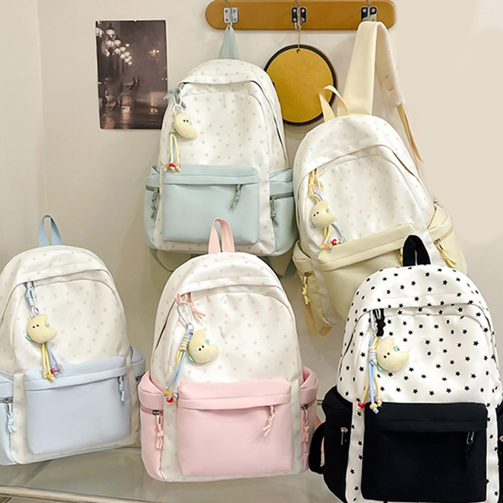 Zaino capacità Borsa per laptop Zaini casual Borsa da scuola per studenti Stampa stella Borsa da viaggio per studenti per adolescenti