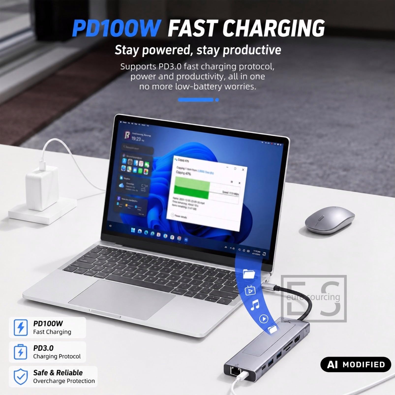 USB C Hub 9-in-1 Multiport Adapter with M.2 NVMe SSD Enclosure, 10Gbps USB 3.2, 4K HDMI, 100W PD, Gigabit Ethernet, SD TF for Laptop, MACBOOK, Dell XPS, ThinkBook