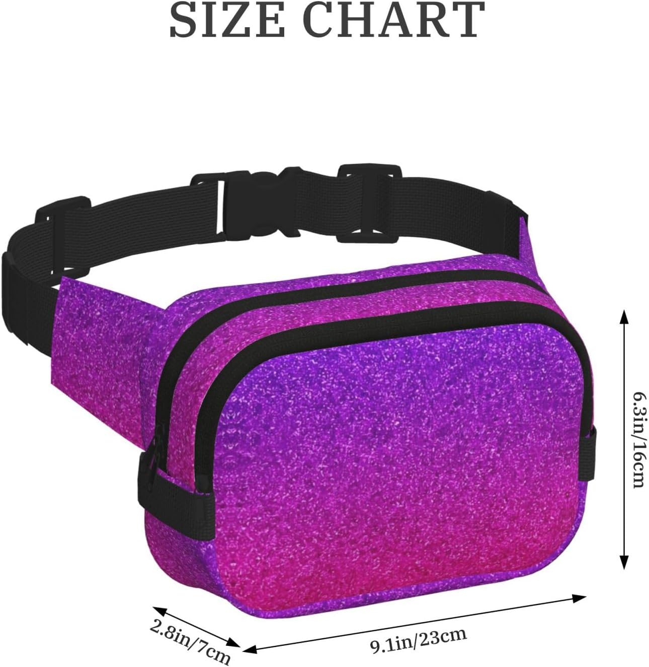 Gradient Sequin Sparkle print Large Fanny Packs for Women Cute Cross Body Waist Bag Fashionable Fanny Pack