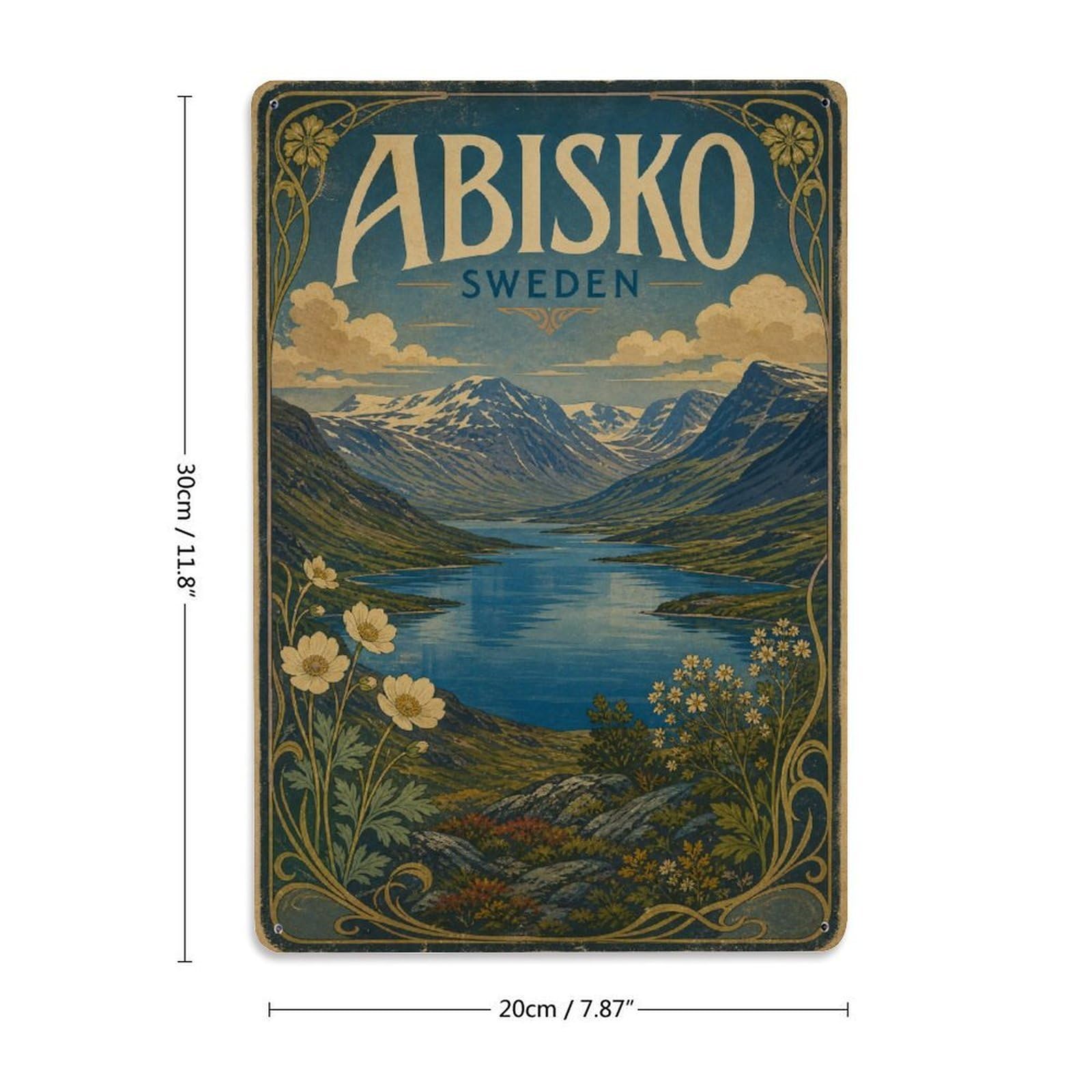 Vintage Travel Sweden Abisko Metal Tin Sign Plaque Wall Decor for Cafe, Club Bar, Office, Garden Metal Poster 8x12Inch