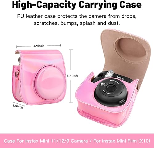 Miniatura 3 de Funda protectora para cámara instantánea Fujifilm Instax Mini 11 12 9, piel sintética premium con correa extraíble, funda para cámara con mini álbum