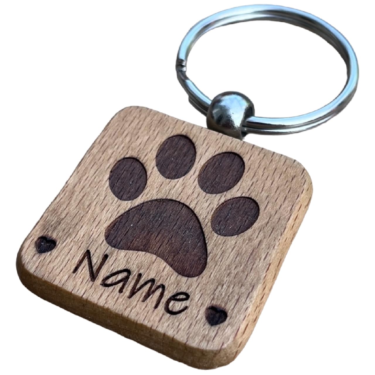 Yourdesign Unisex Brown Personalised Paw Print Keyring - Love For Your Dog Or Cat - Memorial Keepsake - Customise With Name - Pet Loss Keychain