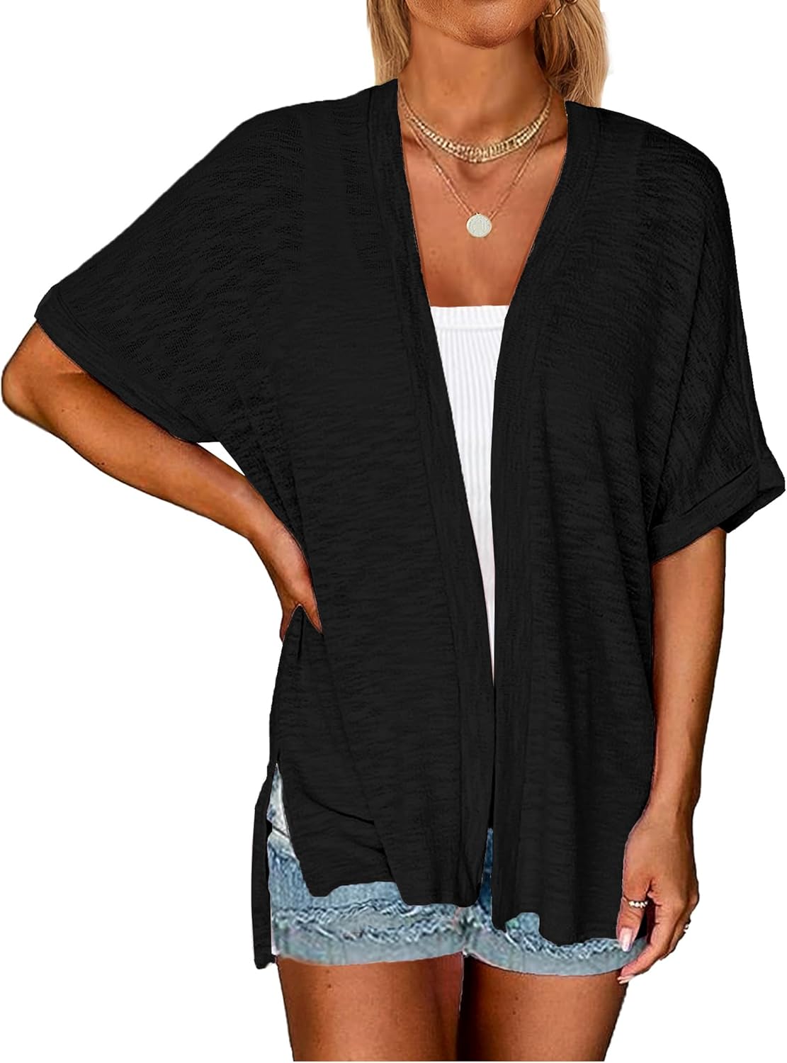 Yekaty Lightweight Cardigans for Women Casual Summer Short Sleeve Cardigan Open Front Beach Coverups 2025
