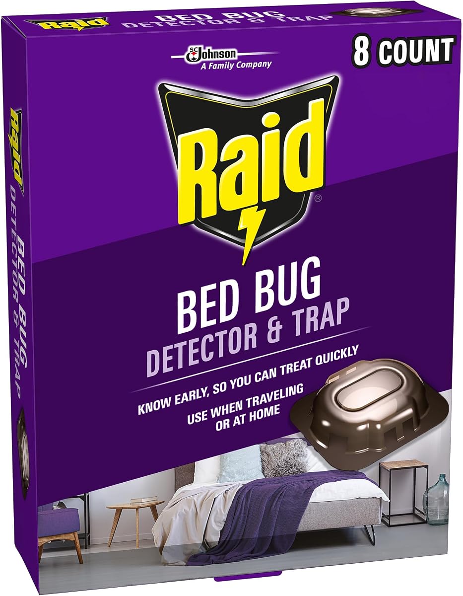 Raid Bed Bug Detector Trap, Use When Traveling or at Home, Detects Bed Bugs Early, 8 Count