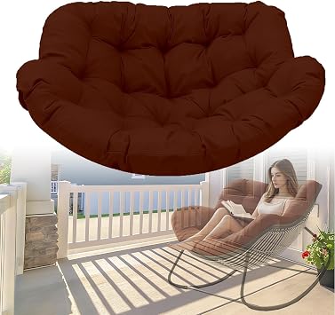 Indoor Outdoor Papasan Rocking Chair Cushion, Oversized Rattan Royal Rocking Chair Cushion, Thicken Egg Chair Cushion for Garden Lawn Balcony Only Cushion