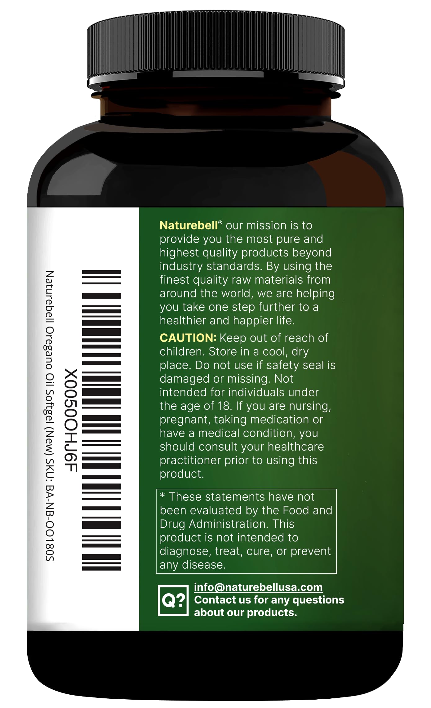 NatureBell Oil of Oregano with Black Seed Oil - 180 Softgels - 2-in-1 Herbal Complex- Includes Carvacrol & Extra Virgin Olive Oil - Non-GMO, Gluten Free — Amazon image 8