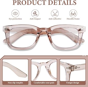 Reading Glasses for Women Square Classic Blue Light Blocking Readers,Computer Eye Glasses
