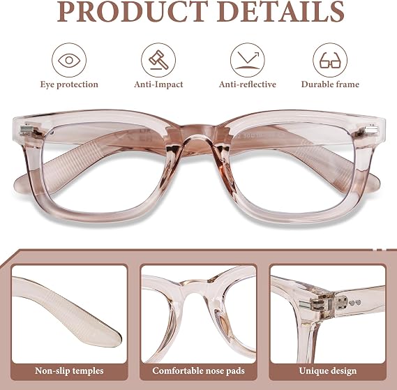 Reading Glasses for Women Square Classic Blue Light Blocking Readers,Computer Eye Glasses