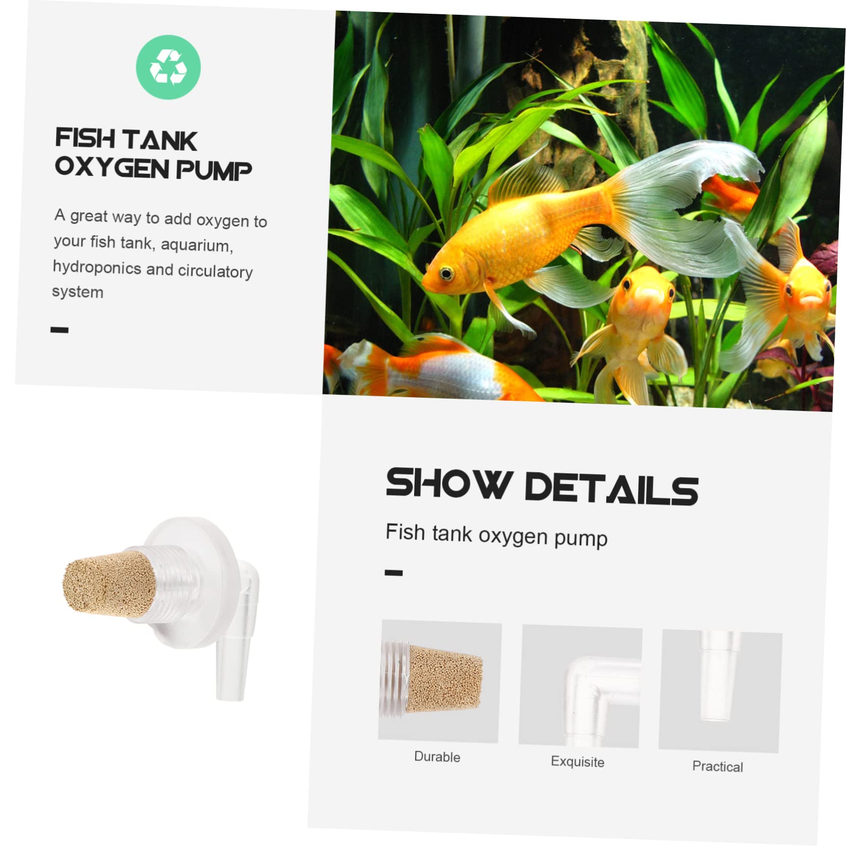ABOOFAN 5 Sets Aquarium-luftstein-sprudler Feine Blasendiffusoren Für Die Sauerstoffversorgung Von Aquarien Robustes Material Dauerhafte Nutzung 10 Stück * 5