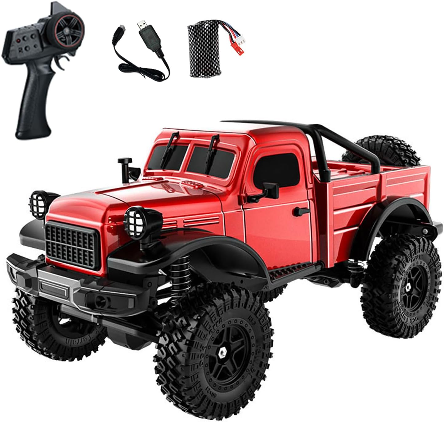TOUCAN RC HOBBY 1/18 Remote Control 4WD Rock Crawler Car Simulation Pickup Truck 2.4GHz RC Crawler Brushed MotorLight Ready to Run for Adult