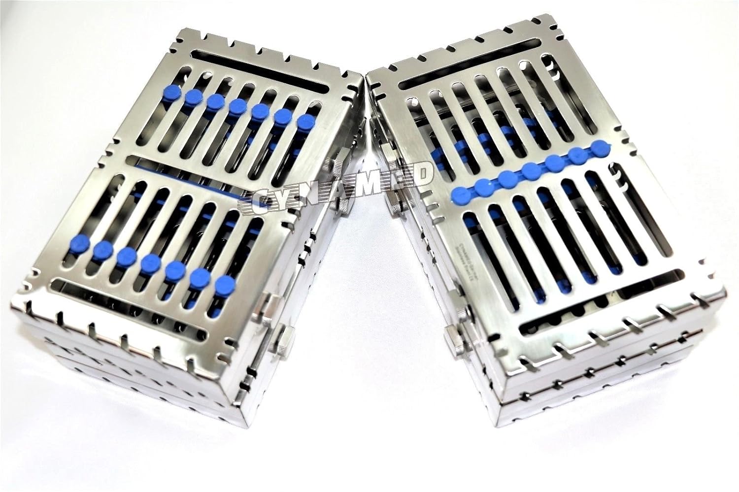 5 German Dental Autoclave Sterilization Cassette Tray for Instrument 7 7.25x2.75x1.25" Blue Cynamed