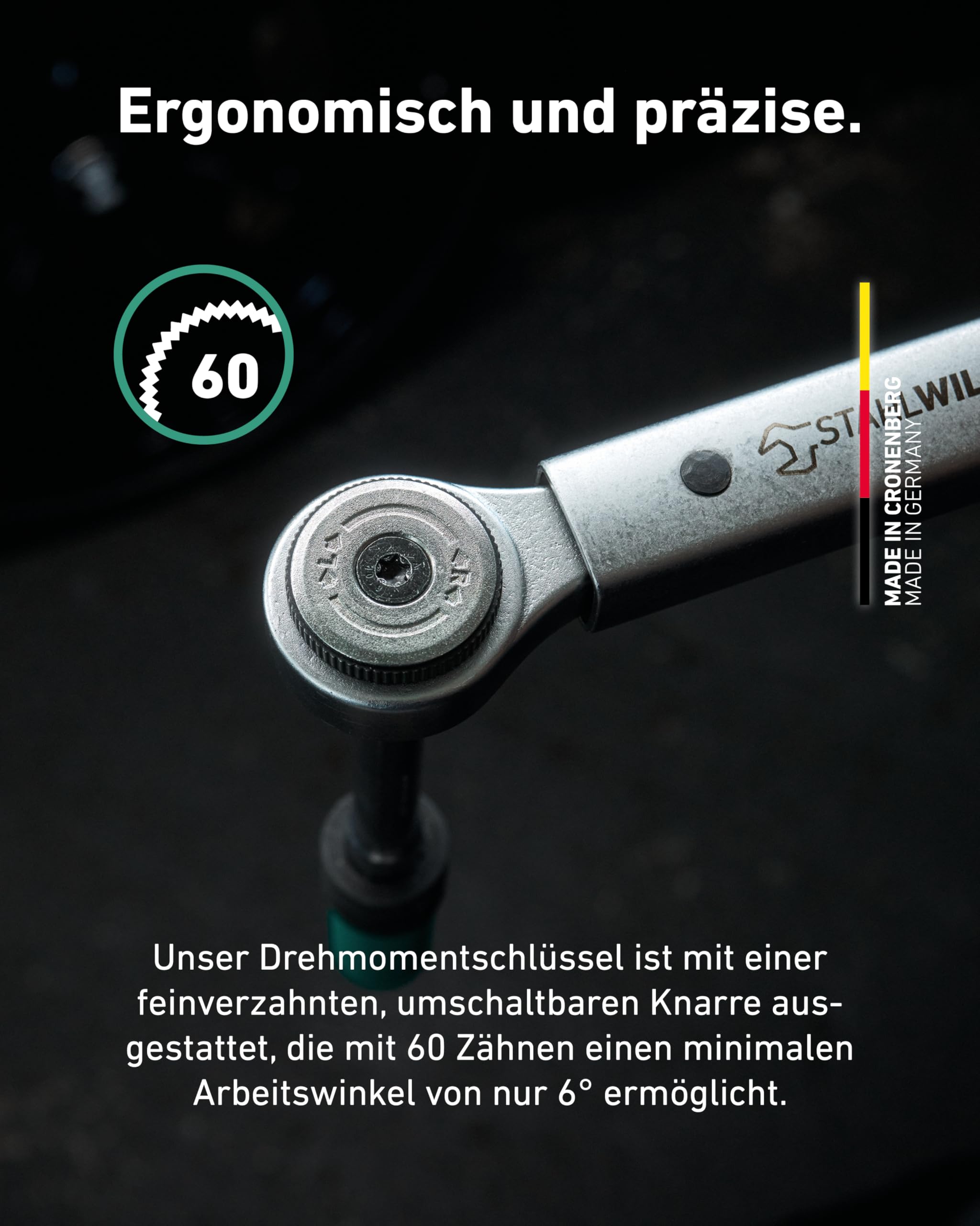 STAHLWILLE 750NR/400 | Chiave dinamometrica 80-400 N · m con cricchetto reversibile da 3/4 pollici | con certificato | Made in Germany