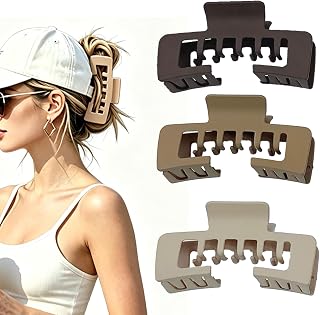 Hair Claw Clips for Women, Large Hat-Friendly Design for Baseball Caps, Non-Slip Strong Hold Accessory for Thick Thin Hair, Trucker Style Everyday Wear(3pcs)