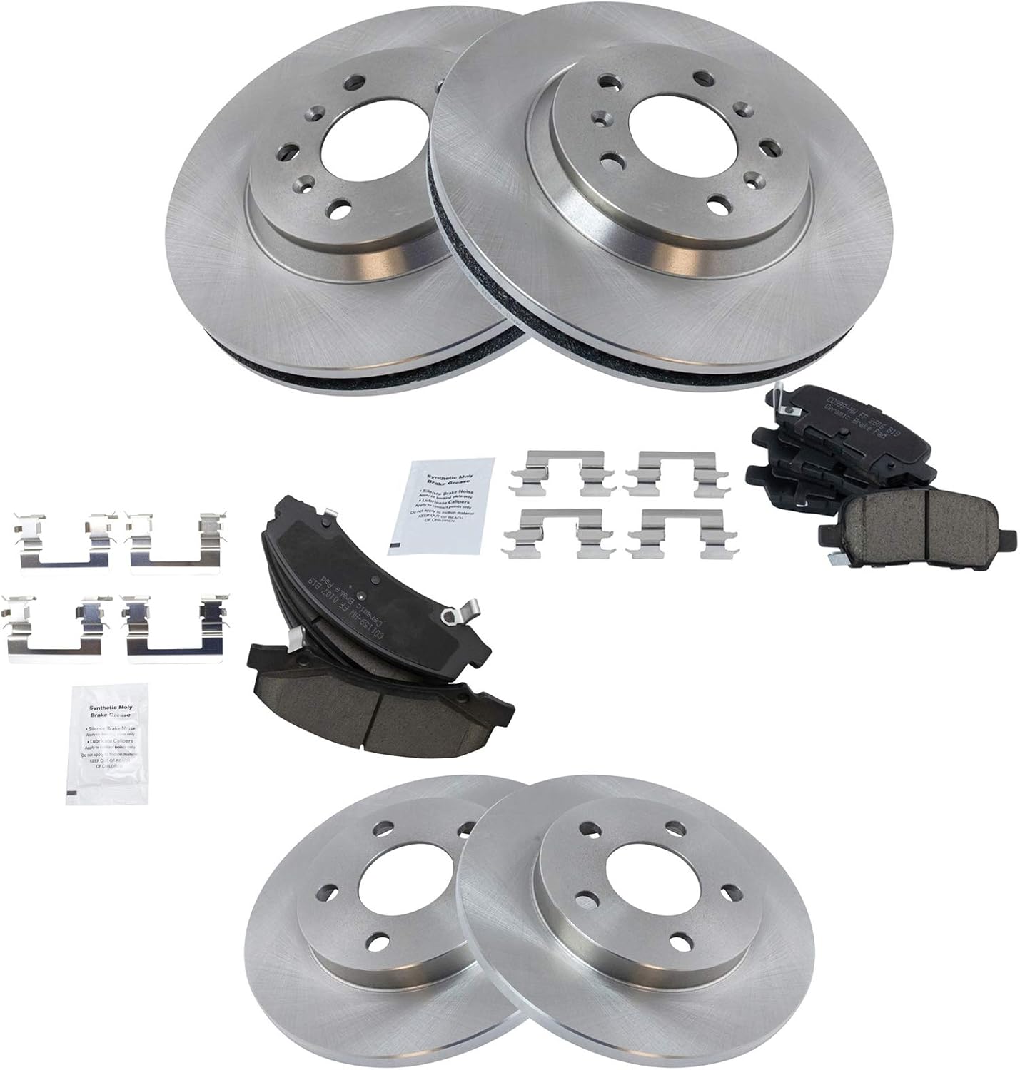 TRQ Front and Rear Brake Pad & Rotor Kit Brake Pads Brake Rotor Ceramic Compatible with 2011-2013 Chevrolet Impala 2014-2016 Impala Limited