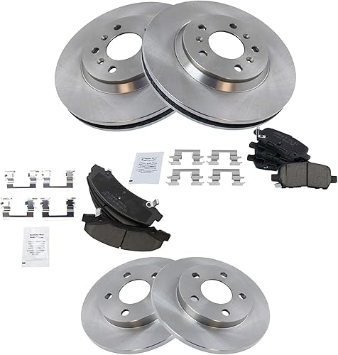 Miniatura 9 de TRQ Kit de pastillas de freno delanteras y traseras y rotores Kit de productos químicos de freno Pastillas de freno Rotor de freno de cerámica