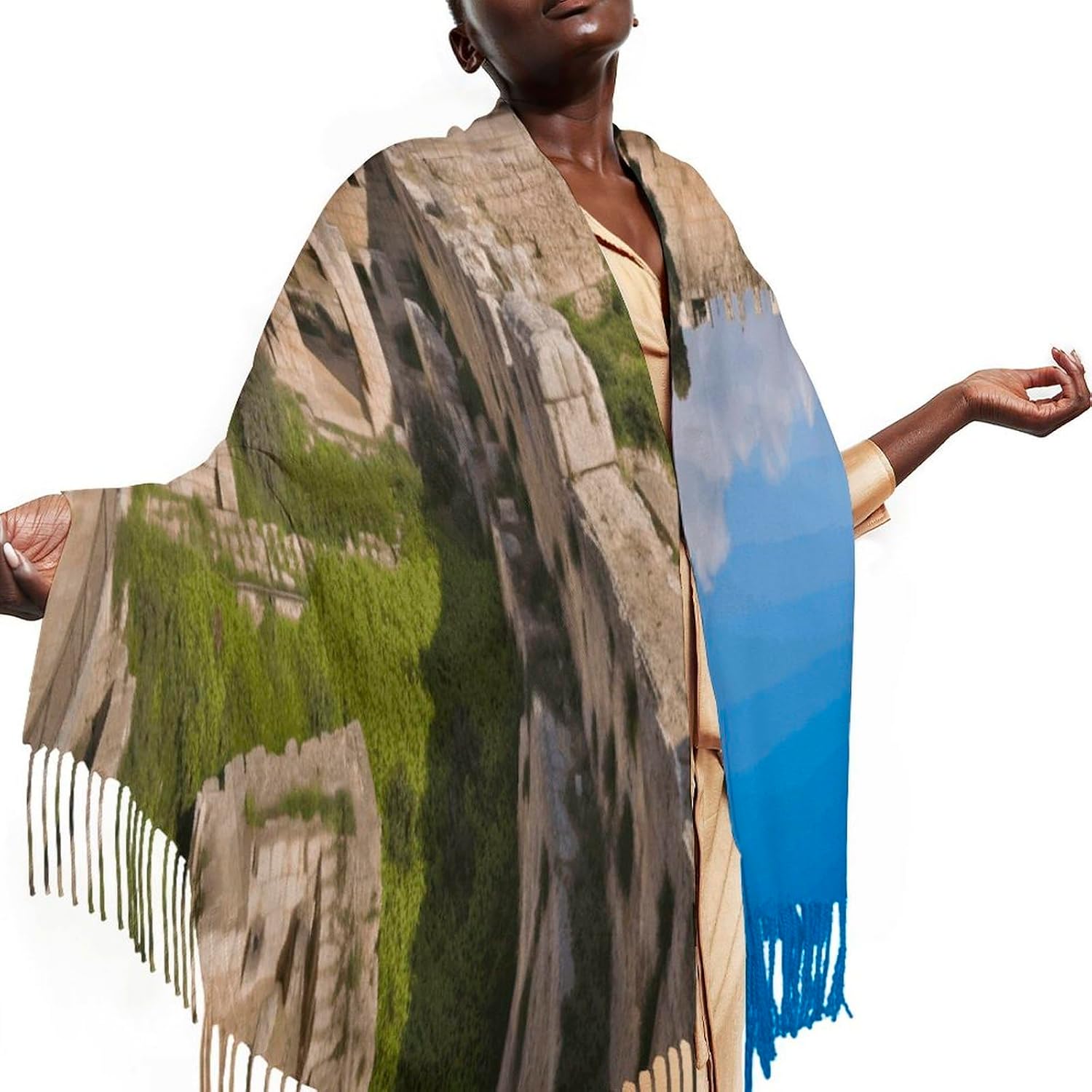 Israel at The Tower of David Winter Scarf for Women Soft Tassel Scarves Oversized Wraps Long Shawl Cold Weather Thick Blanket Scarfs