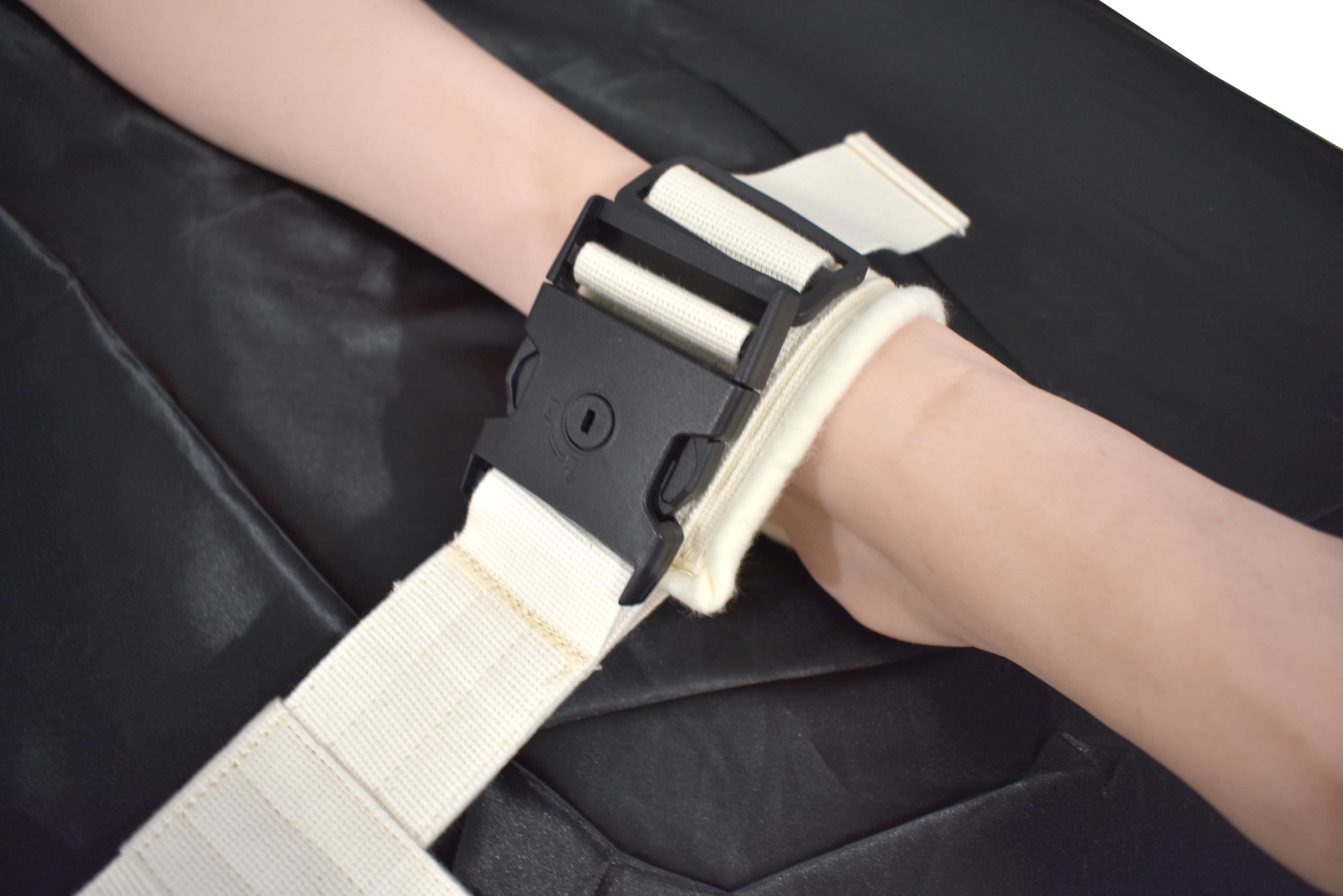 Menottes de lit cliniques verrouillables avec fermeture à clic, coton doux, menottes de pied ou de main BDSM Bondage, réglables et verrouillables avec clé