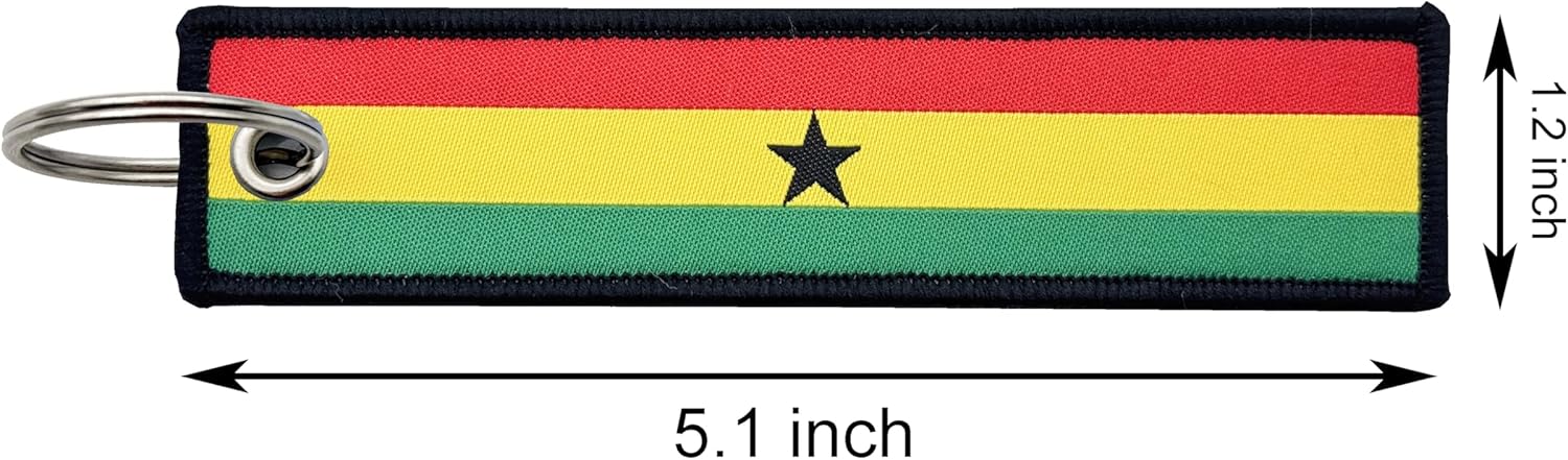 3 Pcs Ghana Ghanaian Country Flag Keychain,Woven label Key Chains for Car Keys,Fabric Key Chains Men and Women,Used for Various Decorations. - Image 2