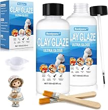2 x 100ml Clay Glaze, Air Dry Clay Glaze,High Gloss Varnish and Sealant, Waterproof Scratch Resistant Finish to Prevent Cracking, Wear, for Pottery Sculptures Crafts
