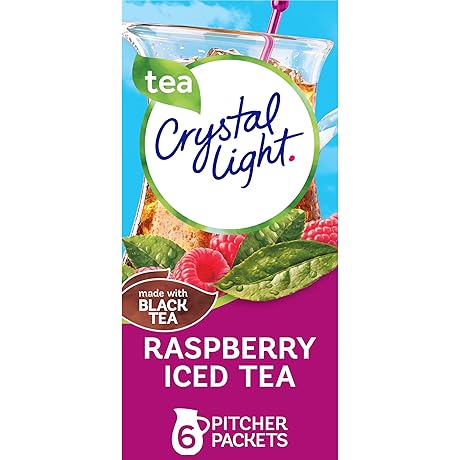 Crystal Ice Sugar-Free Raspberry Iced Tea Naturally Flavored Powdered Drink Mix 6 Count Pitcher Packets