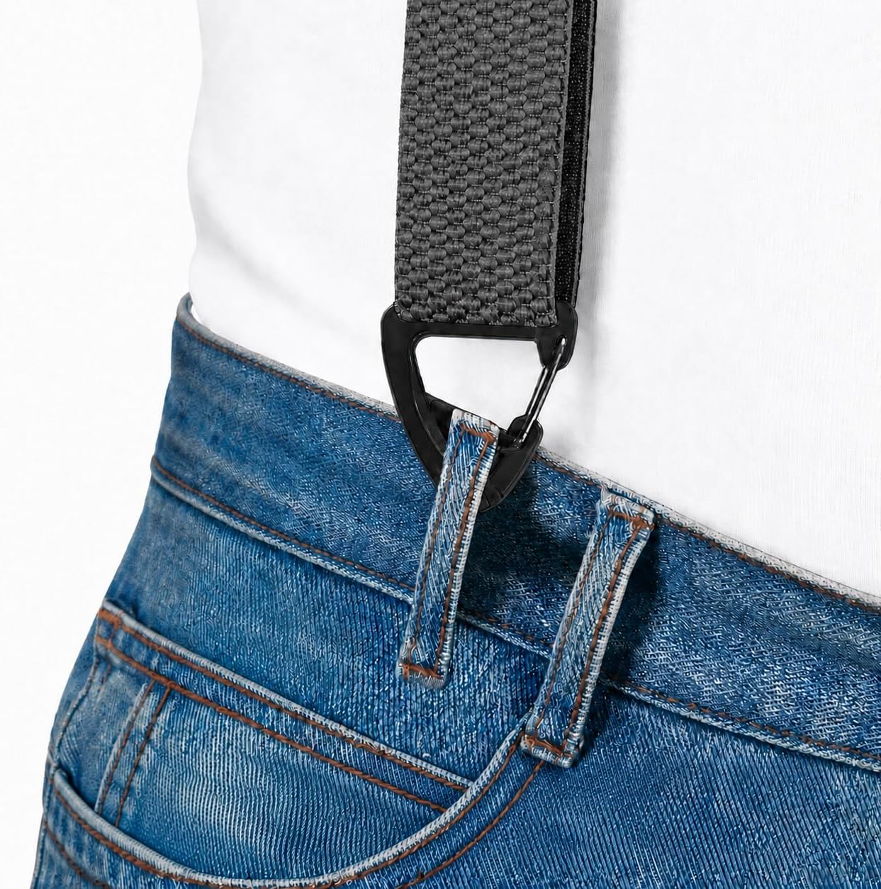 Hidden Suspenders for Men, X-Back Under Clothing, 4 Belt Loop Hooks, 1.5 Inch Adjustable Elastic Straps