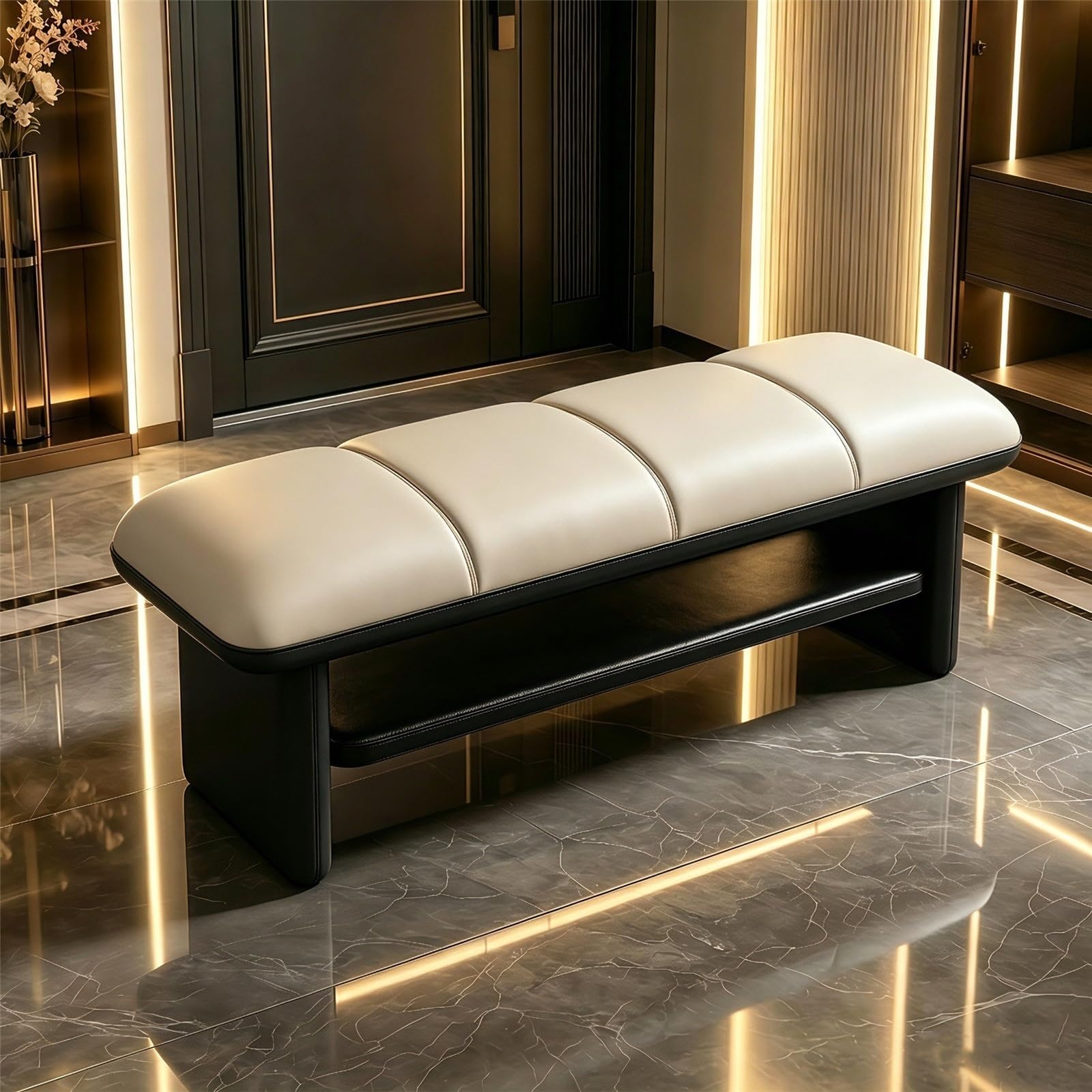 Panchina Porta Scarpe Panca fasciatoio for Scarpe Legno Imbottitura for corridoio(Grijs,M)