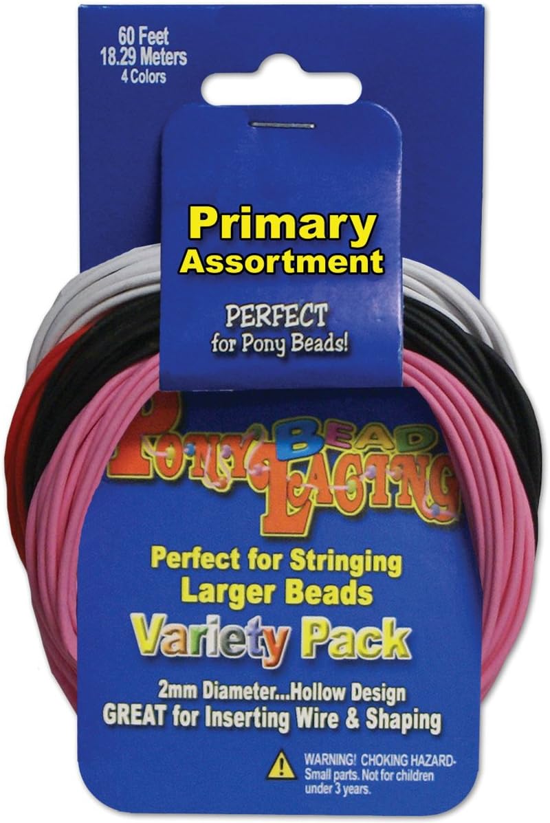Herco 41081000001 HE81 Maint Kit Trumpet | 60 ft (18 m) Total, 4 Colors (Pink, Red, White, and Black), 3 Connectors, for Pony Beads, Jewelry and Keychains